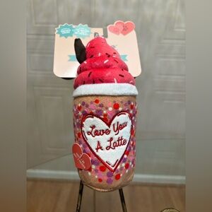 Fringe Best Dog ToyBox "Love You A Latte" Clinker & Squeaker Dog Toy 8”